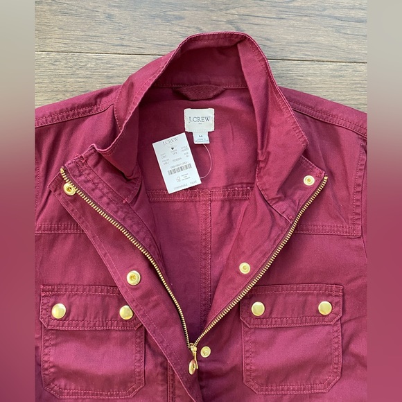 J. Crew Resin-Coated Twill Field Jacket Vintage Burgundy Size M NWT - Picture 7 of 16